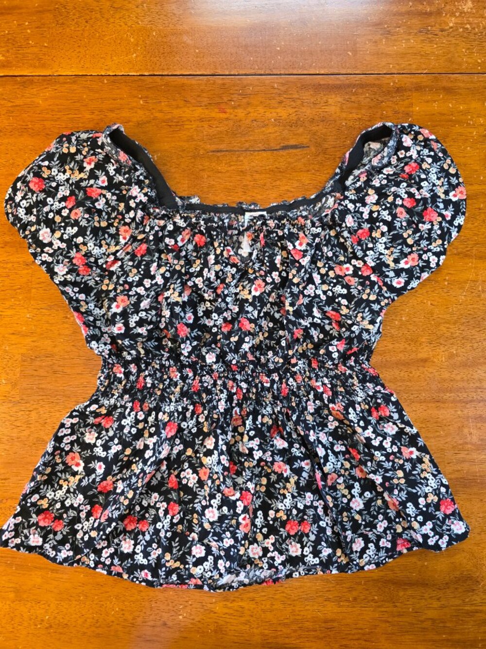 No Boundaries Women's Black Floral Blouse Top XL (15-17)